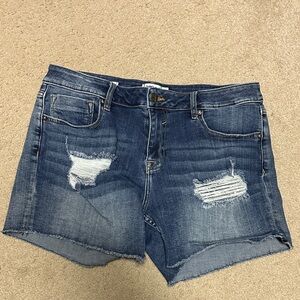 Vigoss Medium Blue Distressed Denim Shorts